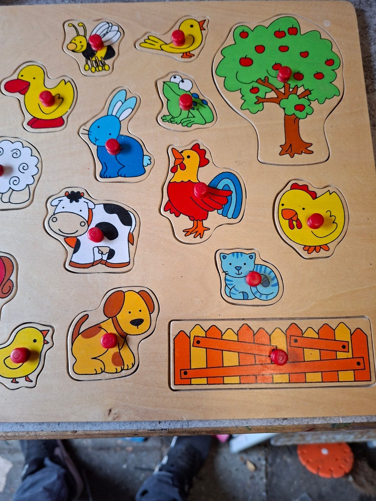 Houten boerderij dieren puzzel voor kinderen, 2 tot 4 jaar, Gebruikt, Van hout, Meer dan 50 stukjes