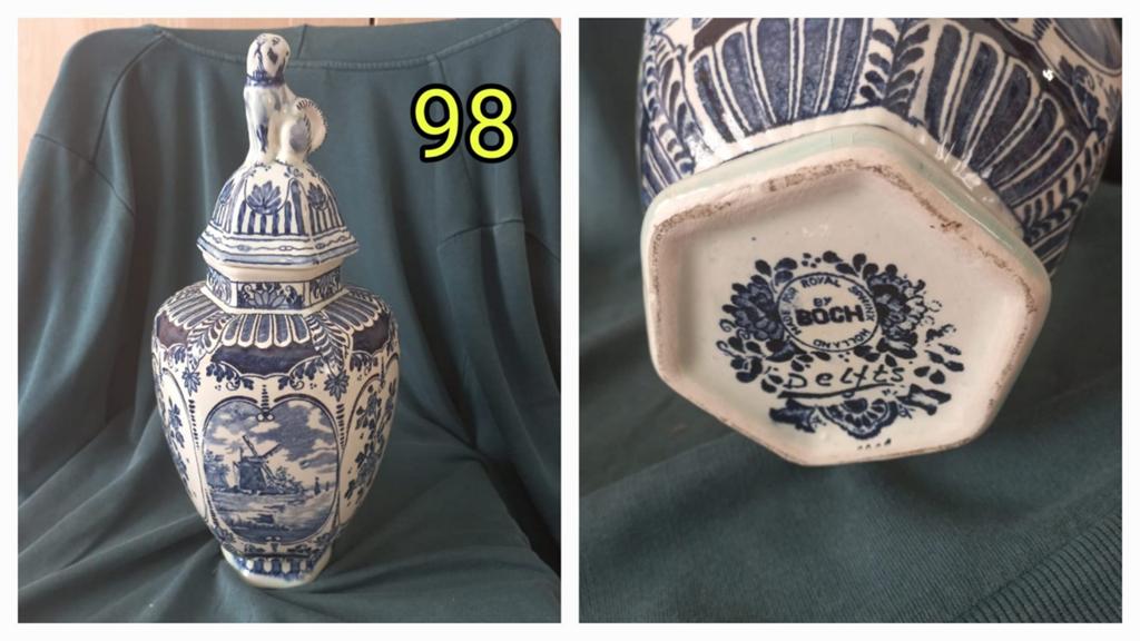 Prachtige Delfts Blauwe gemberpot - Royal Sphinx Boch, Antiek en Kunst, Ophalen