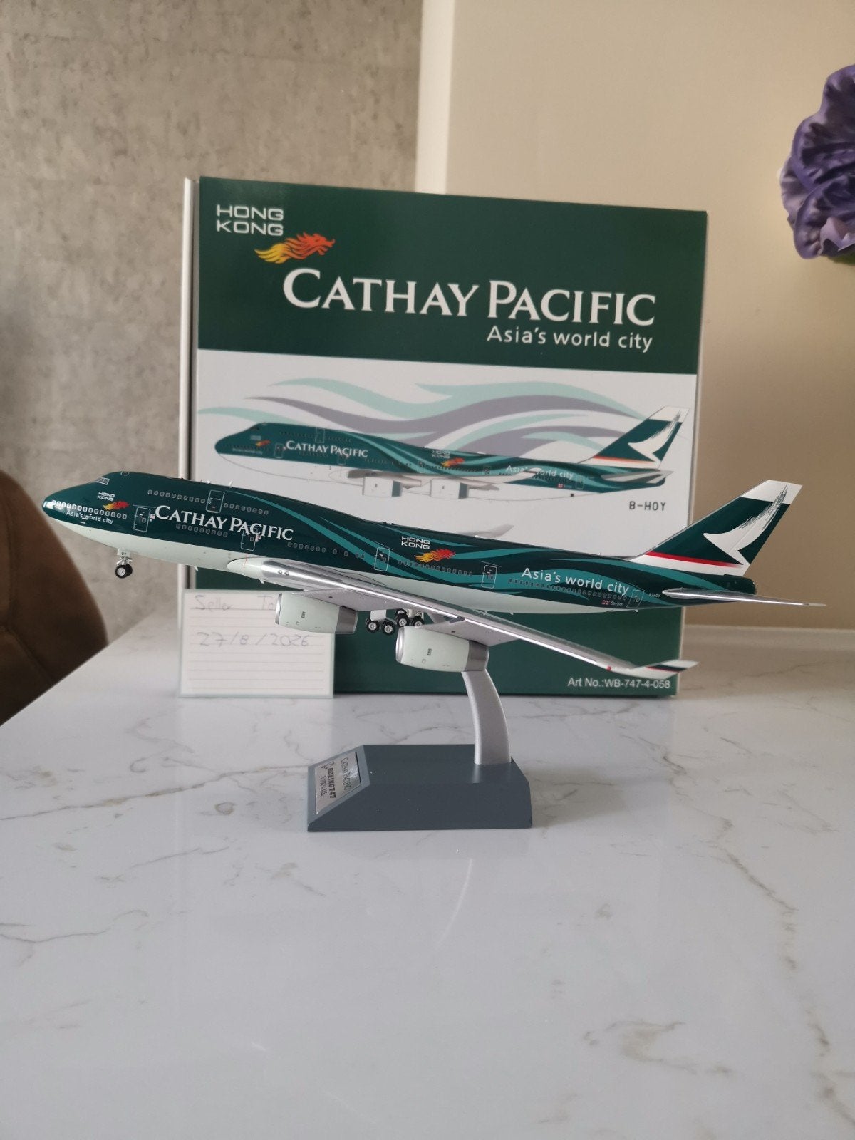 Cathay Pacific B747-400 Asia's World City WB-747-4-058 B-HOY, Overige merken, 1:200 of kleiner, Nieuw, Ophalen of Verzenden