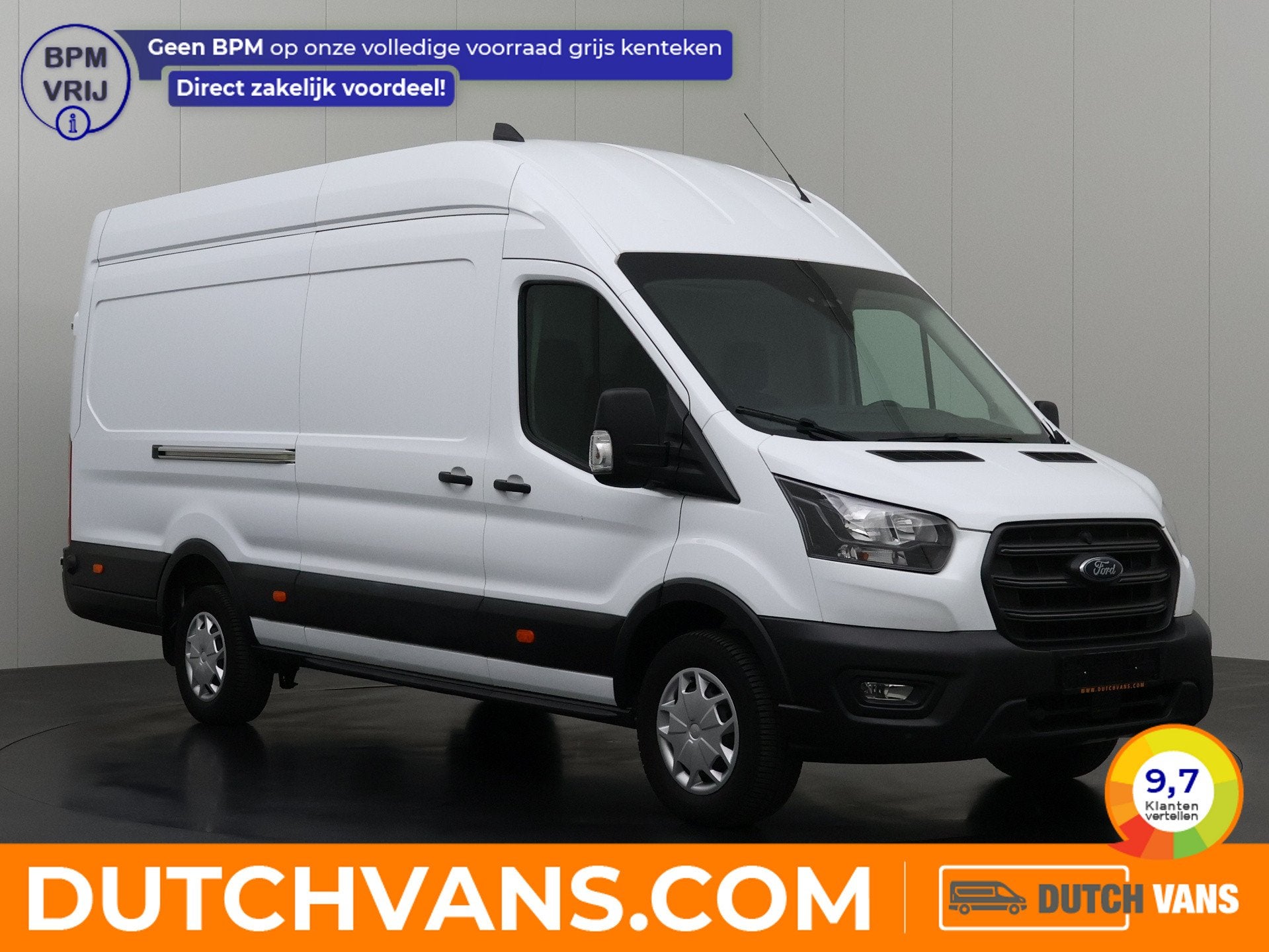 Ford Transit 2.0TDCi 130PK L4H3 Jumbo | Airco | Cruise | Cam, Auto's, Stof, Gebruikt, Wit, Multifunctioneel stuurwiel