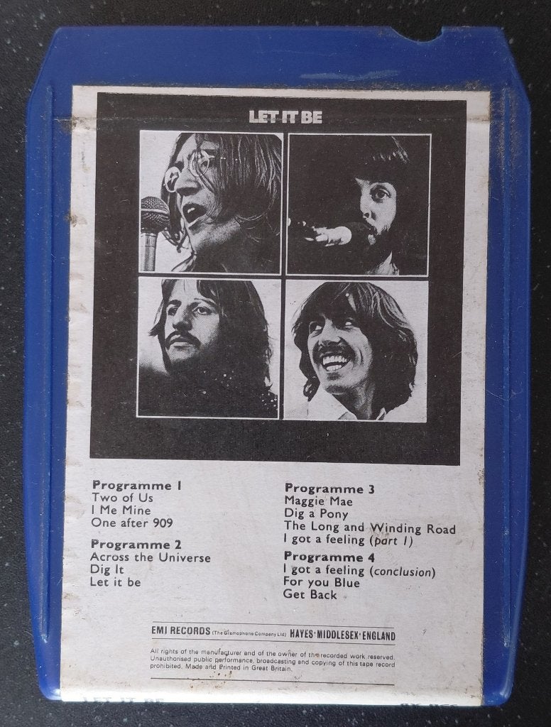 8-track tape The Beatles "Let It Be" 8X-PCS 7096 EMI Records, Gebruikt, 1 bandje, Ophalen of Verzenden, Origineel