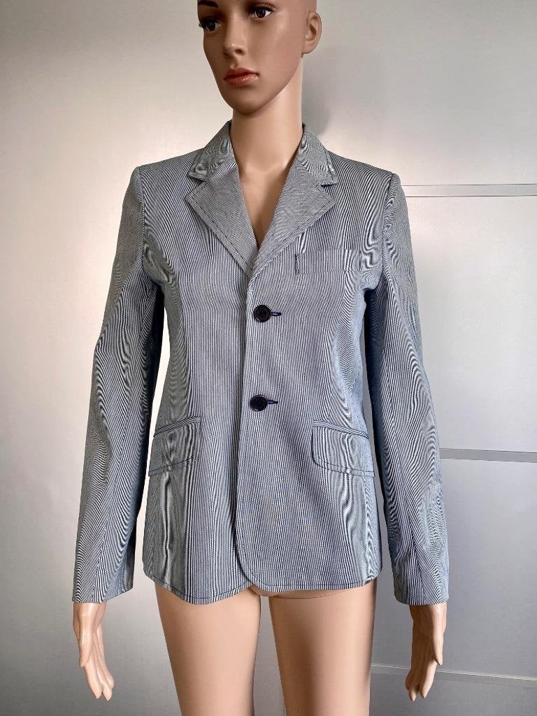 F836 Scapa Sports maat XS=34 jasje blazer colbert blauw/wit, Kleding | Dames, Jasjes, Kostuums en Pakken, Scapa, Blauw, Ophalen of Verzenden