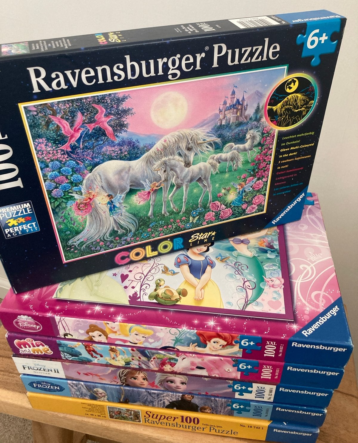 Set van 6 Ravensburger Puzzels - 100 XXL  (6+ jaar), Verzenden, Meer dan 50 stukjes, Gebruikt, 6 jaar of ouder