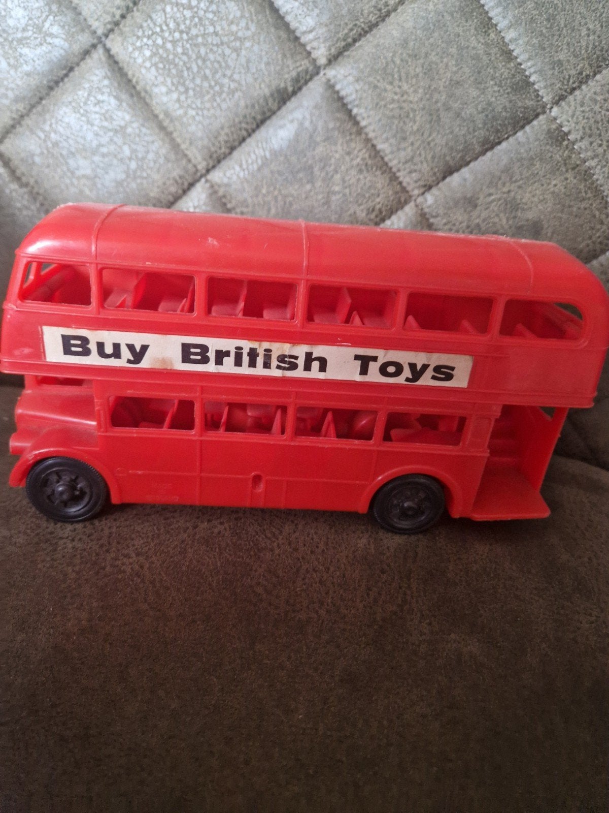 Vintage rode dubbeldekker bus - 'Buy British Toys', Ophalen of Verzenden