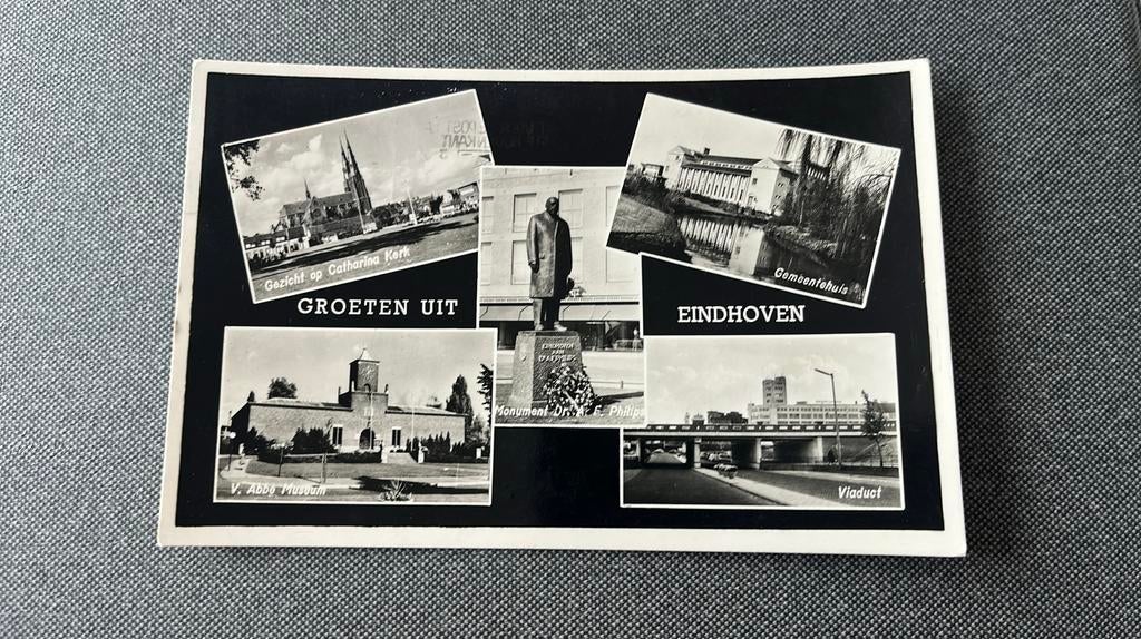 Eindhoven 5 luik museum catharina kerk gemeentehuis, Verzamelen, Ophalen of Verzenden, 1940 tot 1960, Gelopen, Noord-Brabant