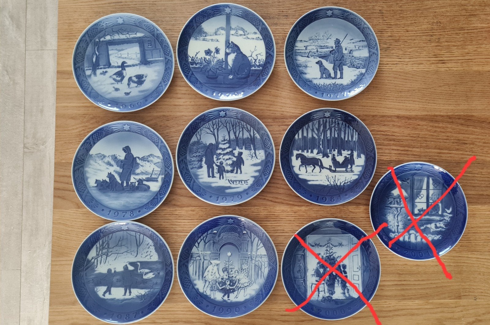 8 Royal Copenhagen Kerstborden Jaarborden (1969-1990), Ophalen of Verzenden