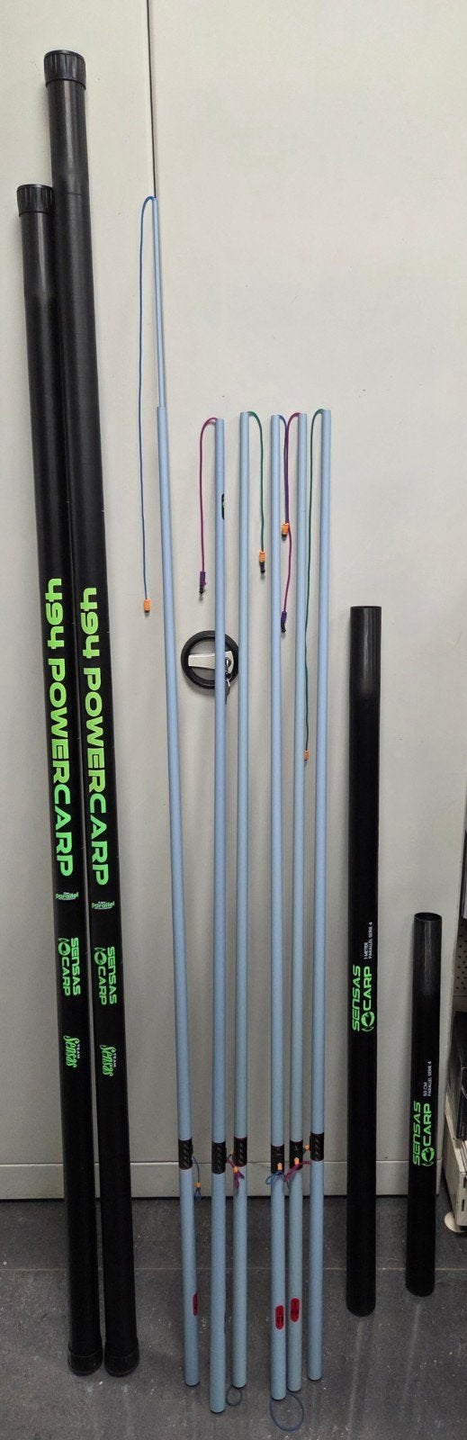Sensas Power Carp 494 13m vaste hengel met 5 topsets, Ophalen of Verzenden, Zo goed als nieuw, Vaste hengel