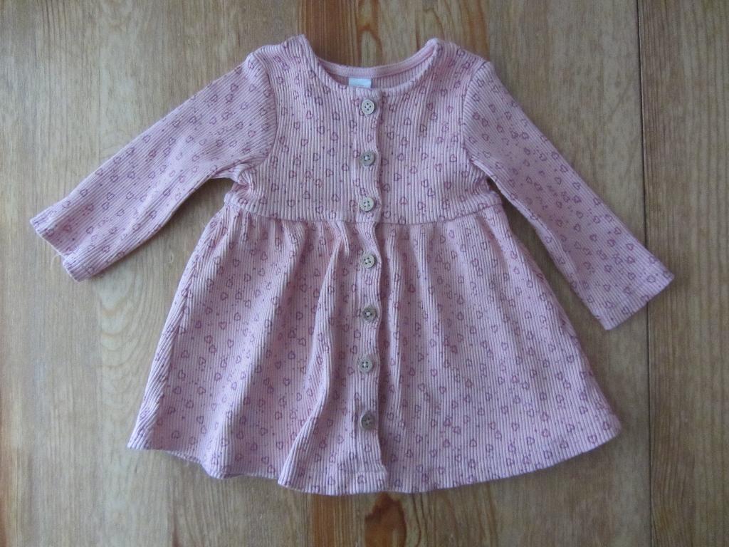 Roze jurkje met hartjes maat 68, Kinderen en Baby's, Babykleding | Maat 68, Ophalen of Verzenden, Zo goed als nieuw, Meisje, Jurkje of Rokje