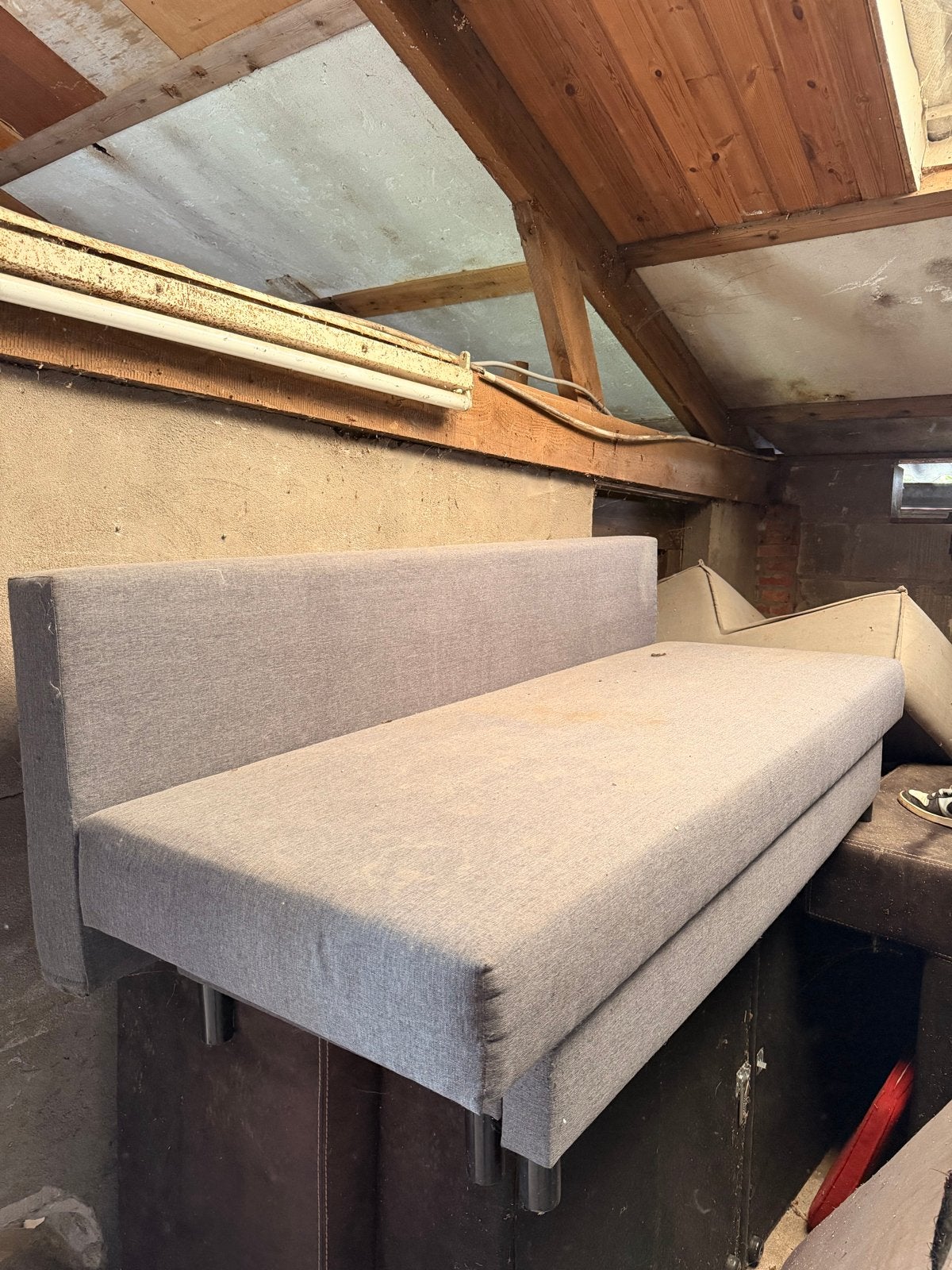 Gratis ophalen Slaapbank, Huis en Inrichting, Slaapkamer | Slaapbanken, Gebruikt, 80 cm, 190 cm of minder, Eenpersoons, Grijs