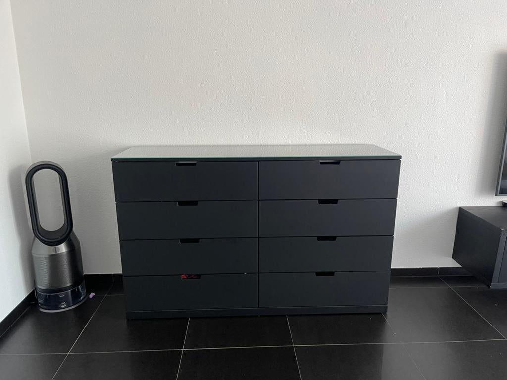 Nordli ladekast, 8 lades, antraciet 160x 99cm, Ophalen, Overige materialen, Gebruikt, 150 tot 200 cm