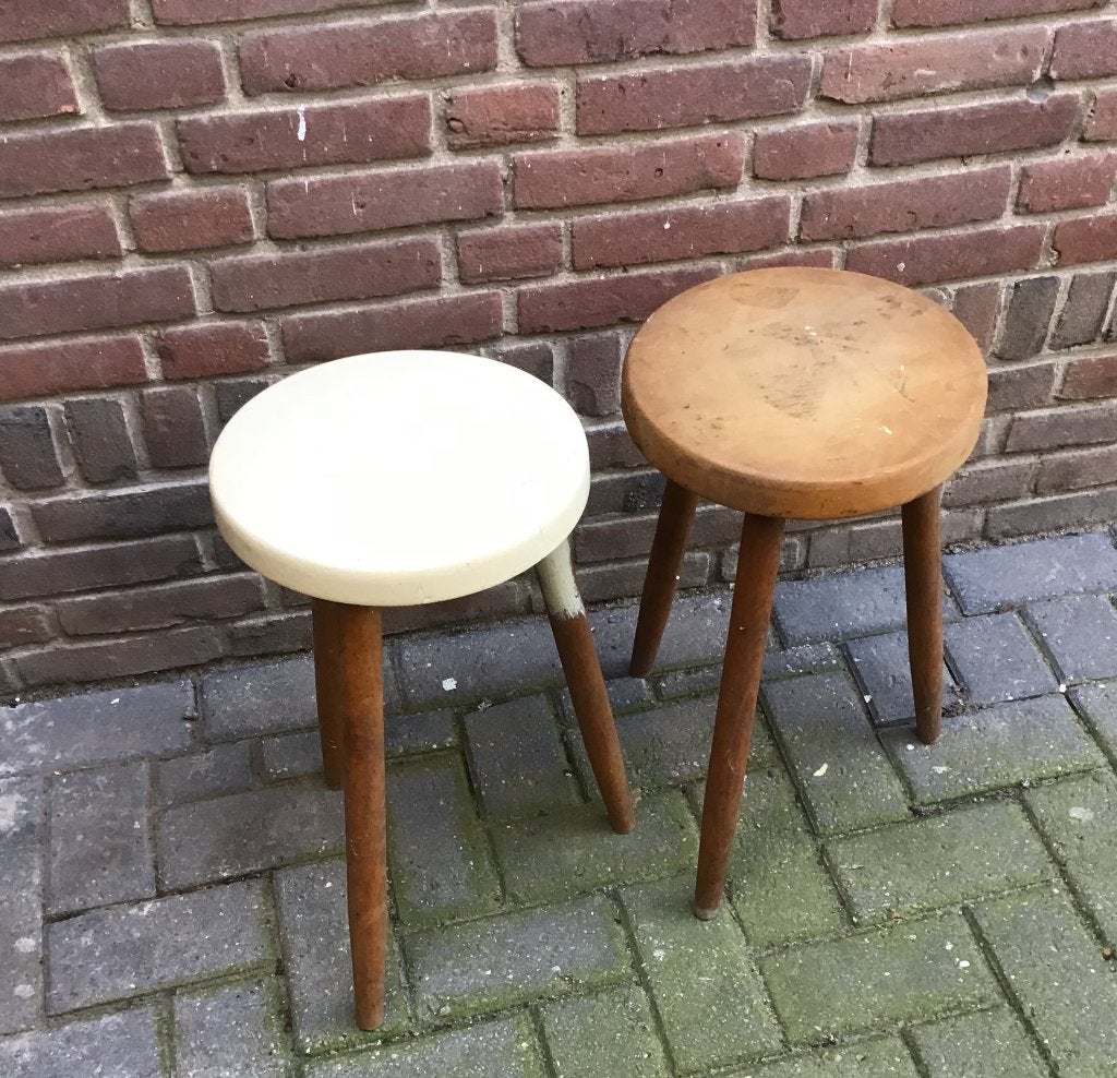 Vintage houten krukken, Ophalen, Gebruikt, Hout
