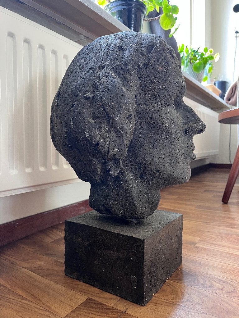 Buste, markante mannenkop, klei, Antiek en Kunst, Kunst | Beelden en Houtsnijwerken, Ophalen, Buste, 20 - 50 cm, Man