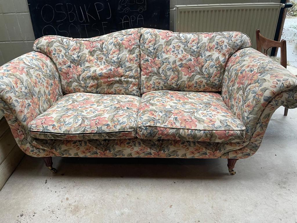 Engelse stijl bank met bloemmotief, Ophalen, Gebruikt, 150 tot 200 cm, Tweepersoons