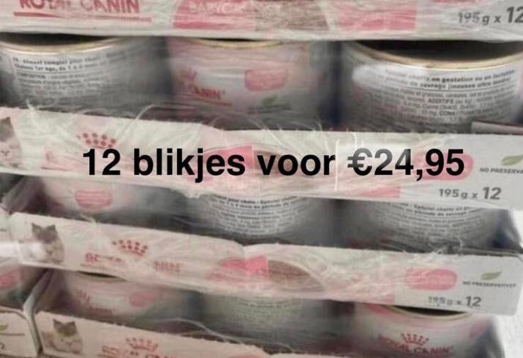 Mother & Babycat mousse - Trays a 12 blikjes a 195gram., Dieren en Toebehoren, Dierenvoeding, Ophalen of Verzenden