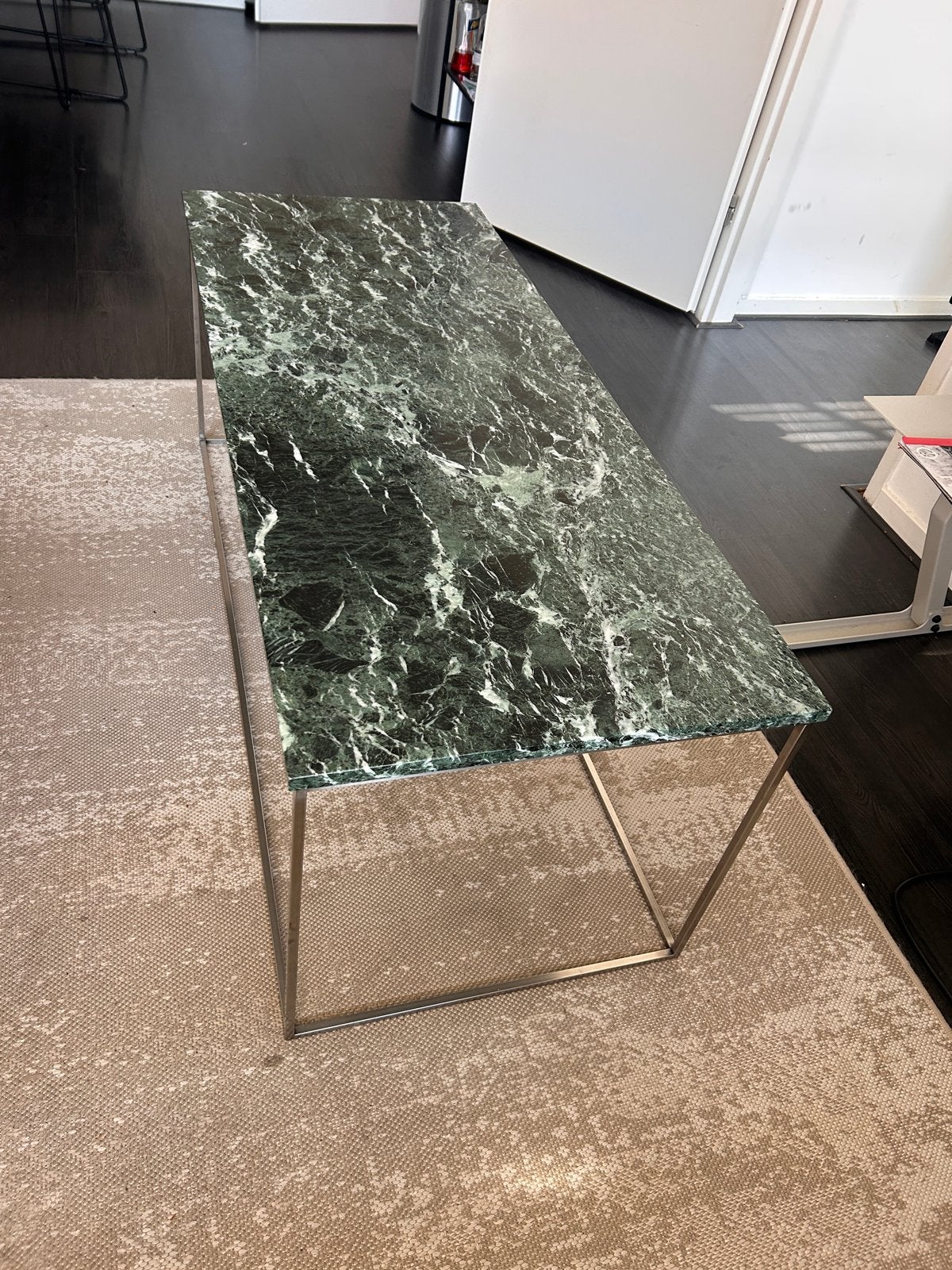 Custom Marmeren Salontafel met RVS Frame - 120x50x47cm, Huis en Inrichting, Tafels | Salontafels, Ophalen, Gebruikt, 100 tot 150 cm
