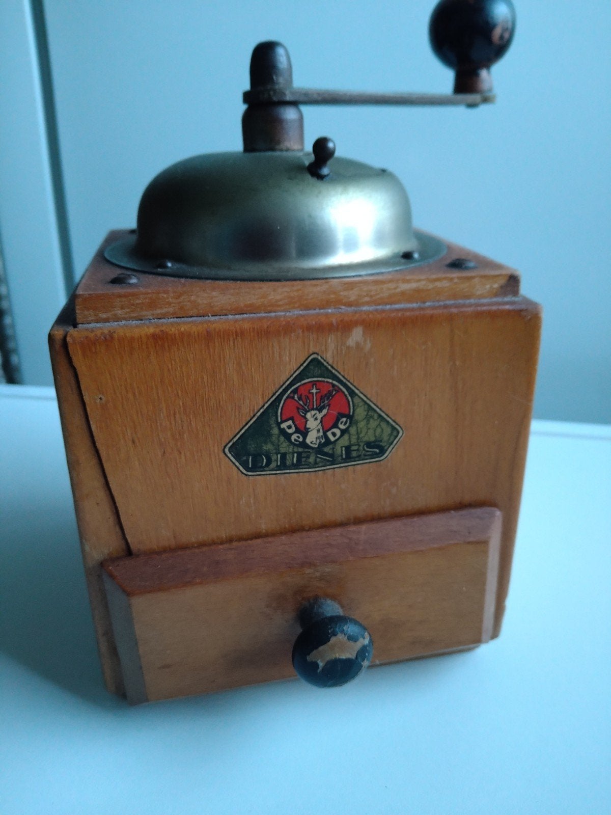 Vintage PeDe Dienes Koffiemolen Hout en Metaal, Ophalen