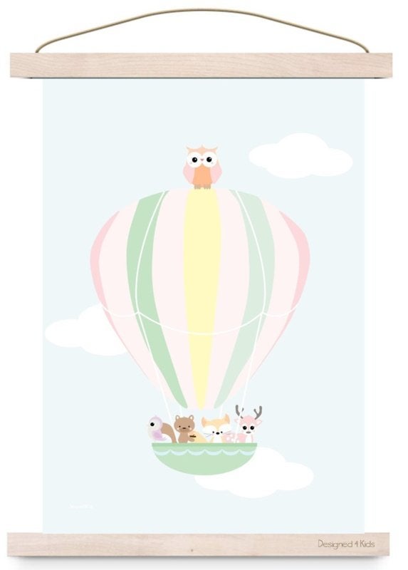 Kinderposter Poster Dieren Luchtballon Designed4Kids, Designed4Kids, Nieuw, Ophalen of Verzenden, Designed4kids@live.nl
