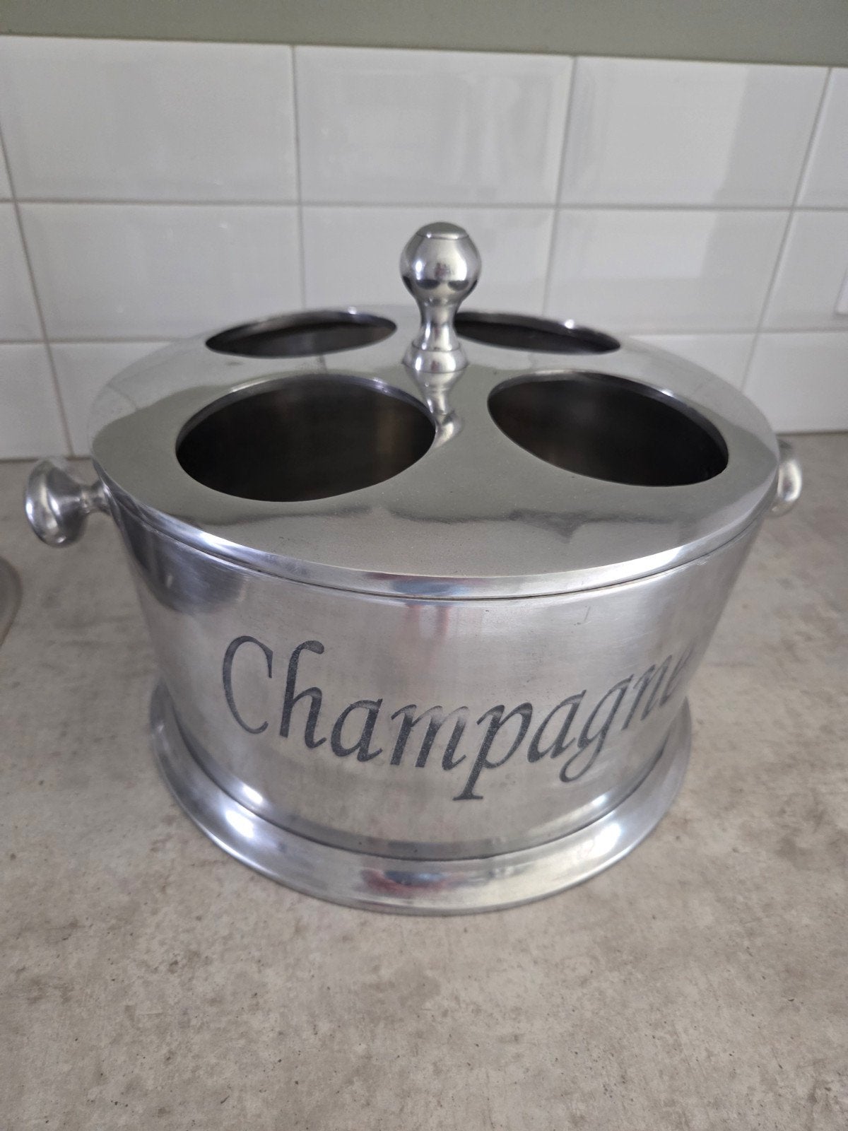 Aluminium champagnekoeler voor 4 flessen, Ophalen, Gebruikt, Metaal