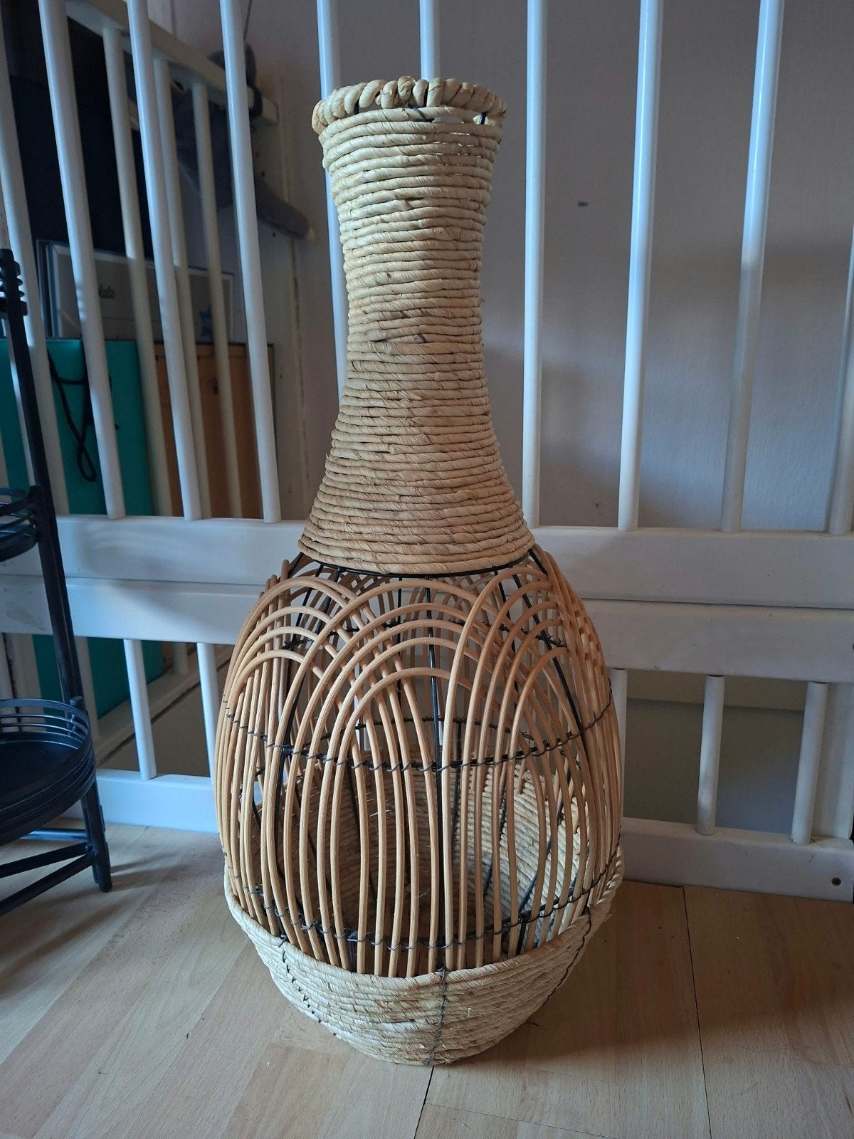 Grote rieten/rotan vaas - 67/68 cm hoog, Ophalen, Gebruikt, Bruin, Natuurlijk materiaal