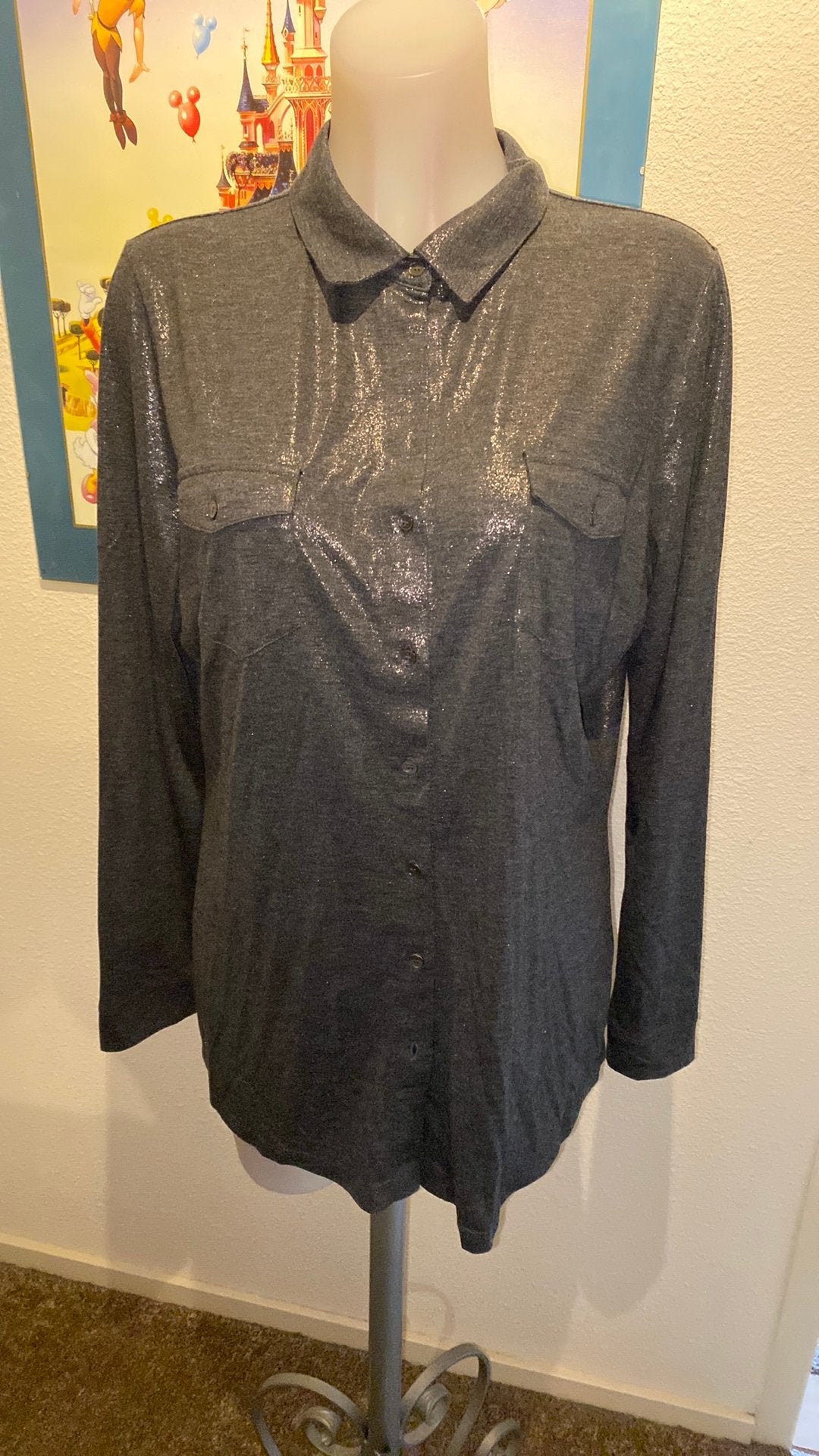 Nieuw antracietkleurige blouse maat 46 merk Eva Kayan, Kleding | Dames, Ophalen of Verzenden, Nieuw, Maat 46/48 (XL) of groter