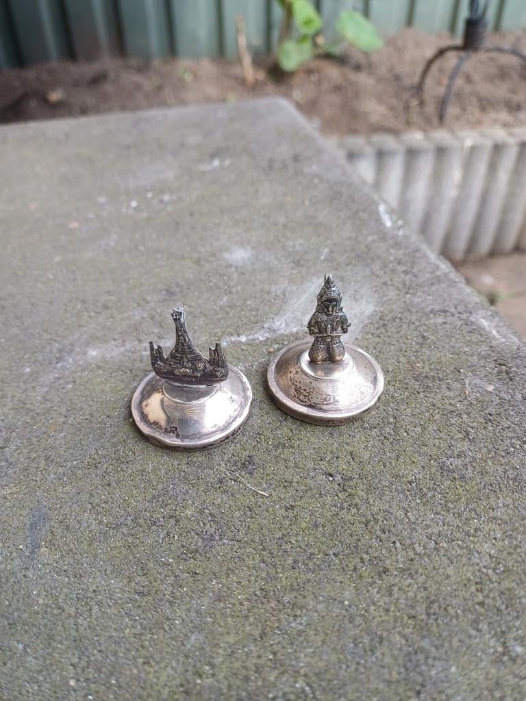 Antieke  Sterling zilver boeddha/ tempel kaarthouders bali, Antiek en Kunst, Ophalen of Verzenden, Zilver