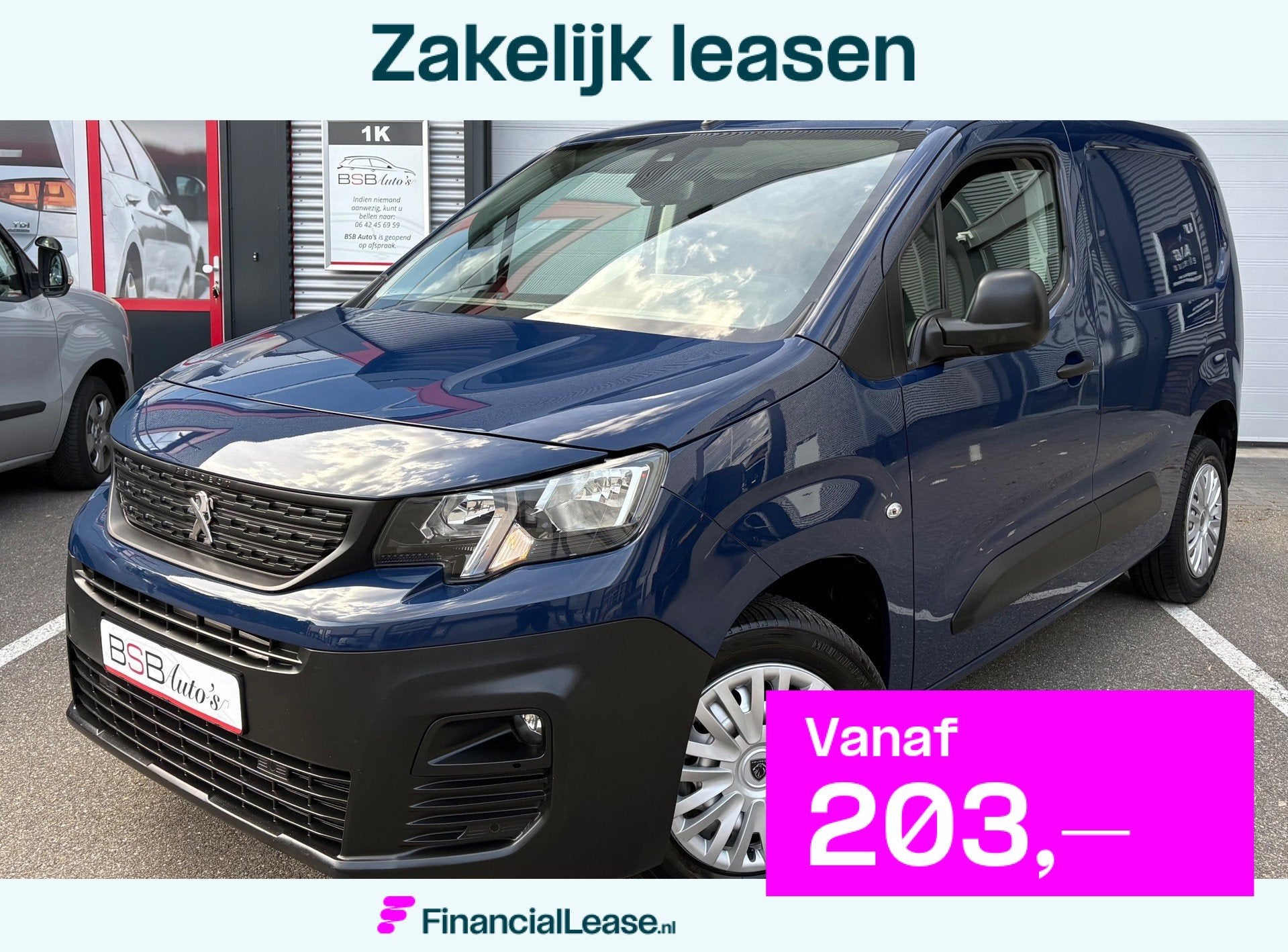 Peugeot Partner 1.2 PureTech Premium Automaat 130pk Airco Na, Gebruikt, 1199 cc, Blauw, Origineel Nederlands