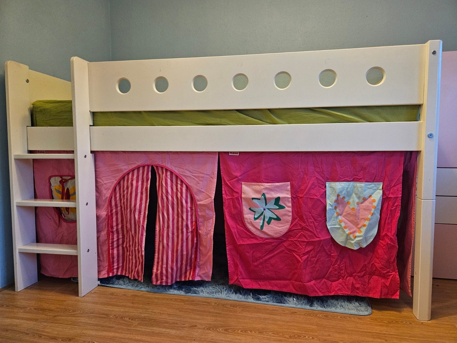 Halfhoogslaper met tentje - Ideaal voor kinderkamer, Ophalen, Eenpersoons, Hoogslaper