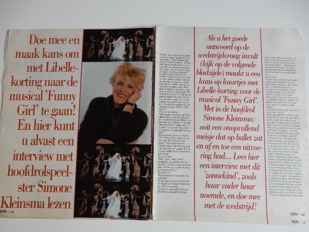 Simone Kleinsma, Fanny Girl! art. tijdschrift., Ophalen of Verzenden, 1980 tot heden, Nederland, Knipsel(s)
