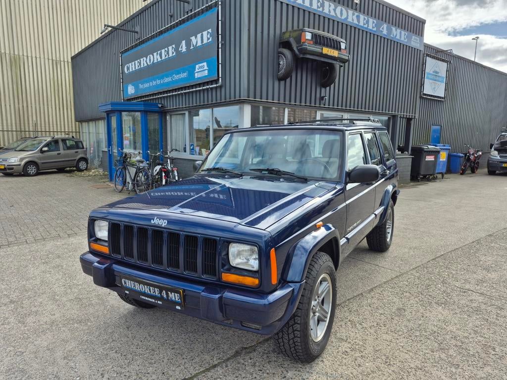 Jeep Cherokee FRISSE BLAUWE RAKKER MET BEIGE LEER !!, Auto's, Jeep, Beige, Blauw, Vierwielaandrijving, SUV of Terreinwagen