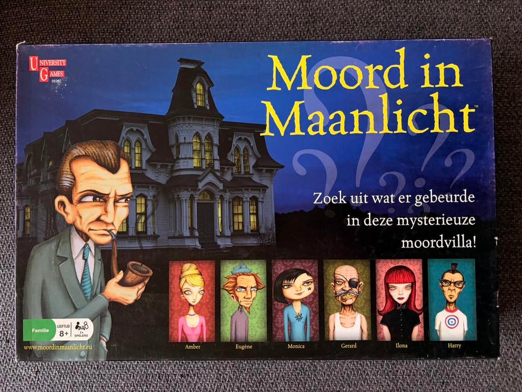 Moord in maanlicht, Hobby en Vrije tijd, Gezelschapsspellen | Bordspellen, Vijf spelers of meer, Ophalen of Verzenden, Zo goed als nieuw