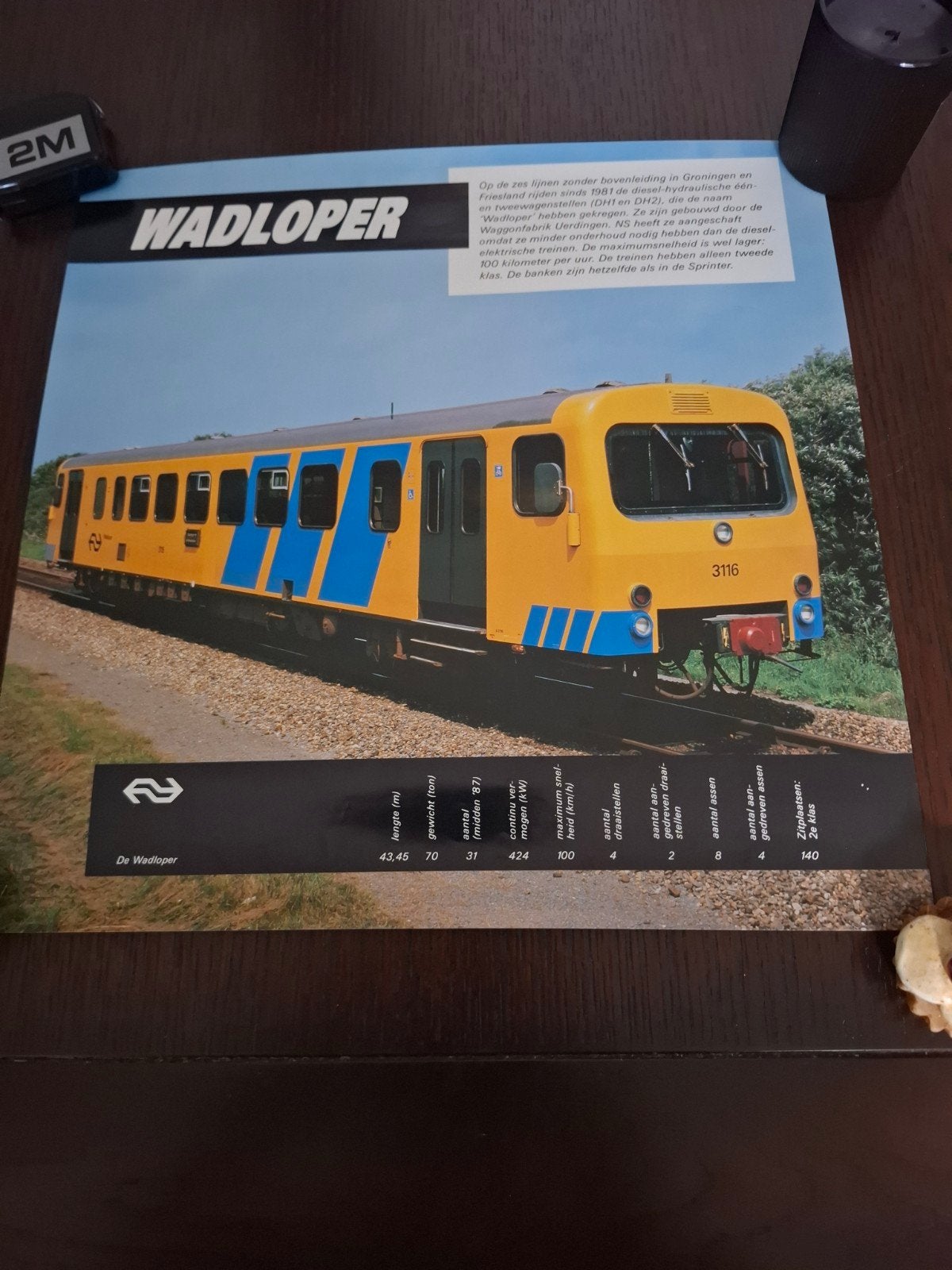 NS Wadloper Trein Poster - Historisch Spoorwegmaterieel, Verzamelen, Ophalen of Verzenden, Gebruikt, Trein, Kaart of Prent