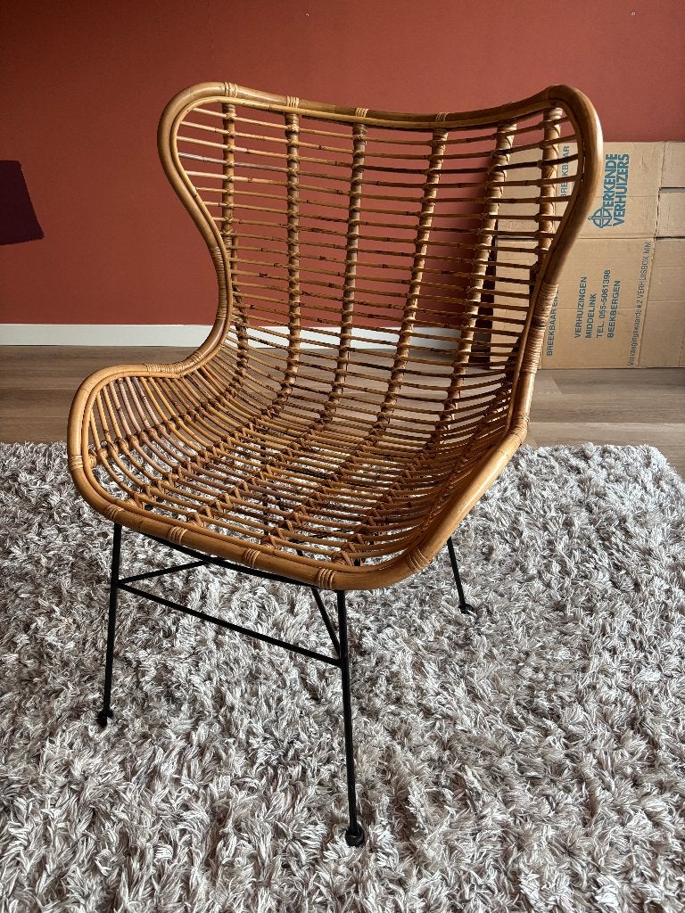 Fauteuil Jasmine - rotan/metaal - naturel, Ophalen, Metaal, 50 tot 75 cm