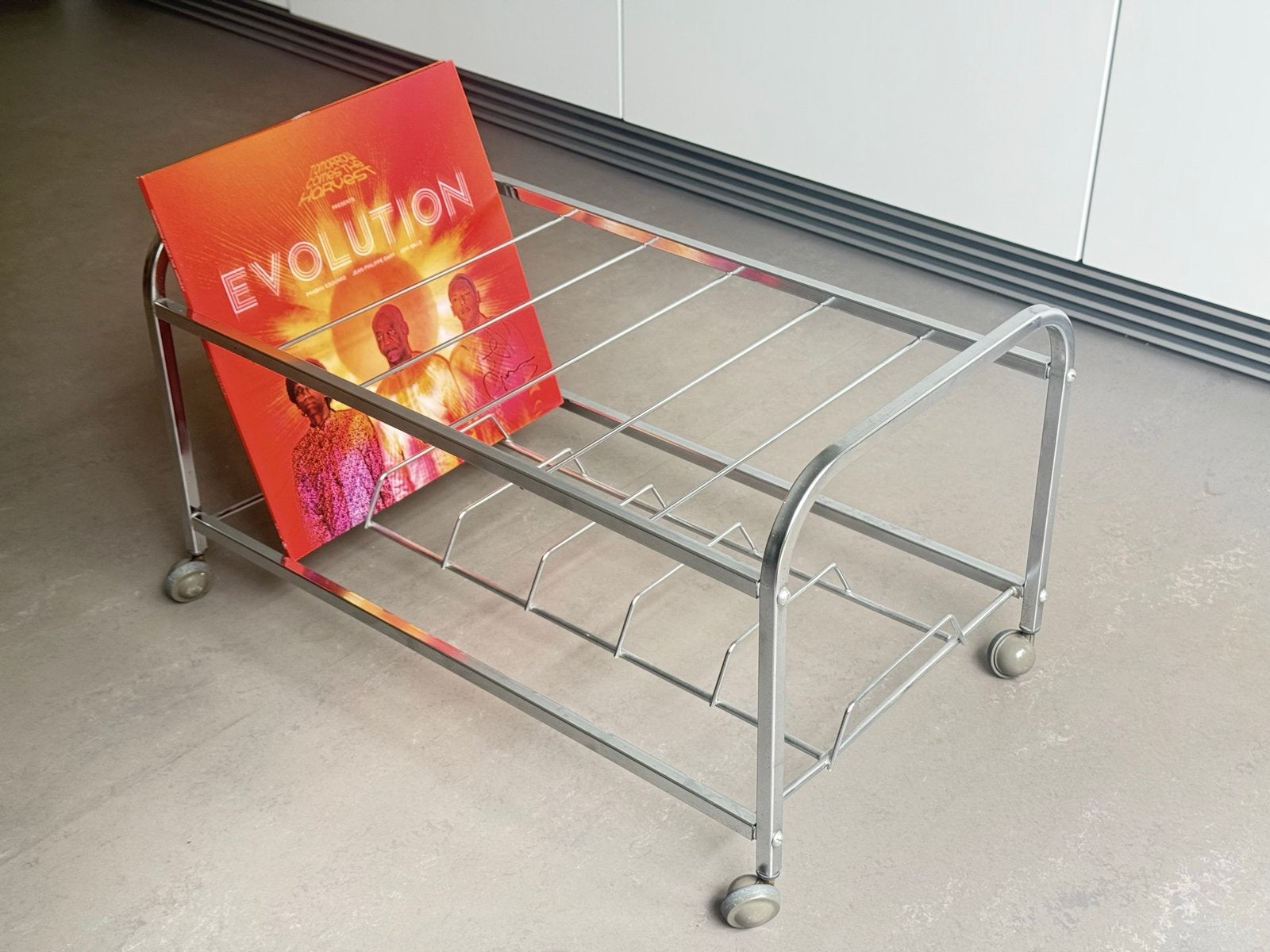 jaren '70 vinyl trolley vintage, Ophalen of Verzenden, Gebruikt, Metaal, Cd's