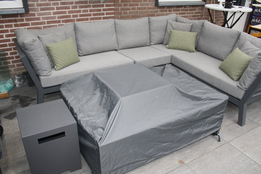 Life Loungeset Timber Aluminium met vuurtafel, Ophalen, Gebruikt, 6 zitplaatsen, Bank