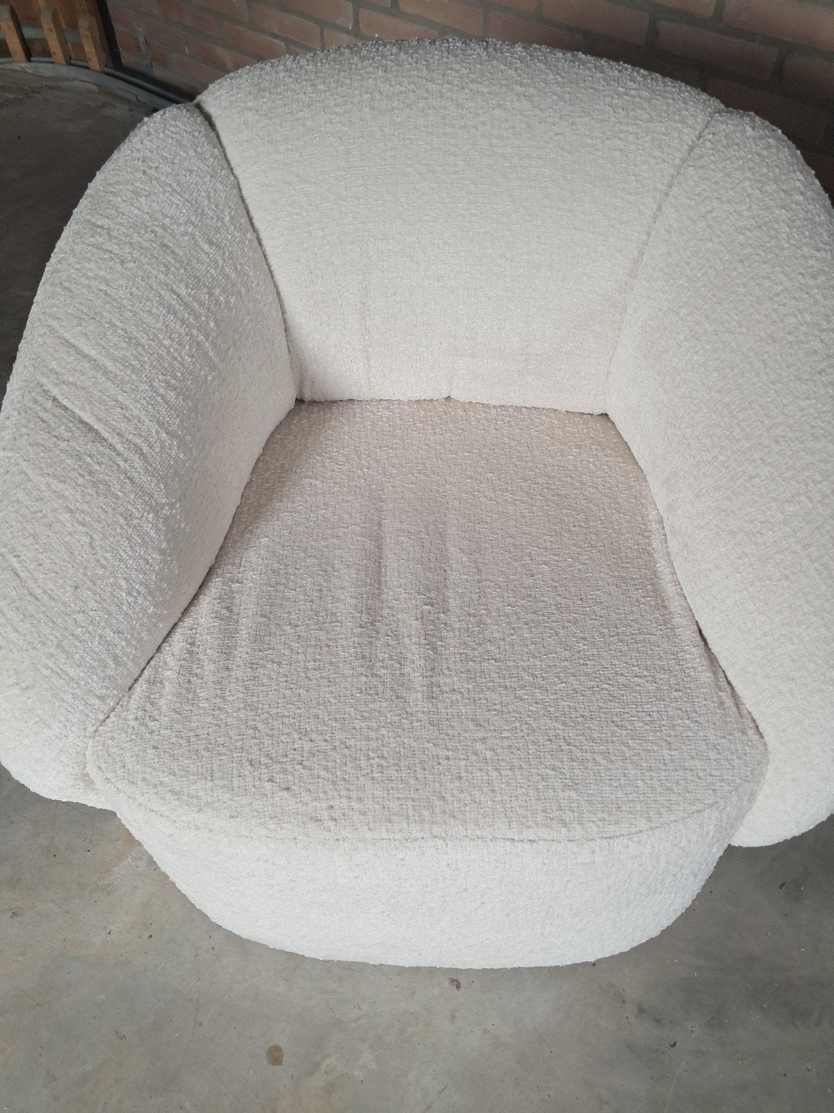 Boucle Zachte Fauteuil - Crèmekleurig, Zo goed als nieuw, Ophalen, 75 tot 100 cm, Zo goed als nieuw, Stof