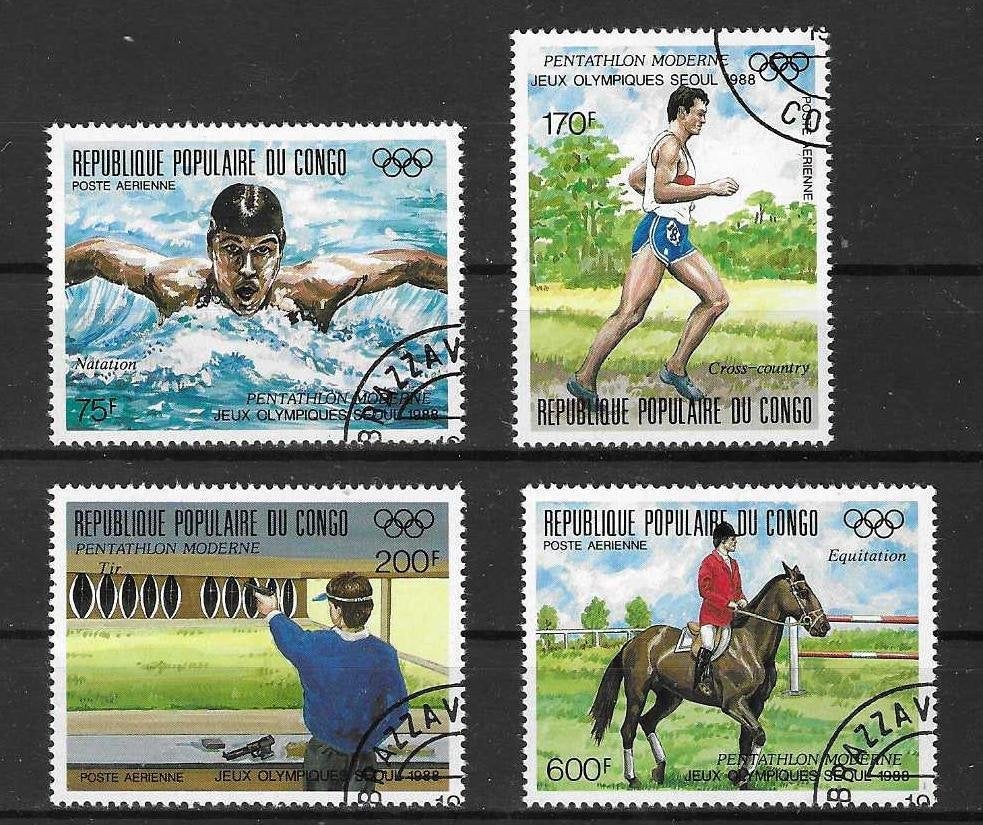 Congo-Brazzaville Michel 1125-1128 gestempeld, Ophalen of Verzenden, Overige landen, Gestempeld