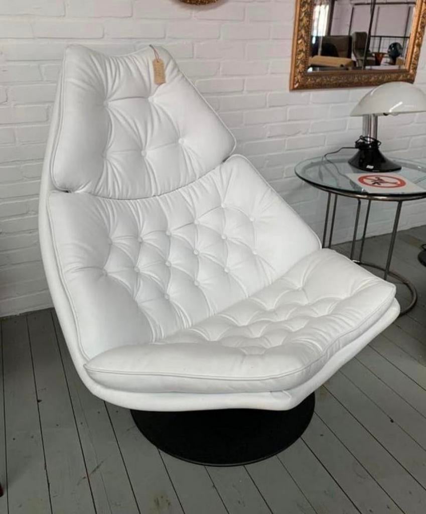 Fauteuil Artifort wit leer model F588 van Geoffrey Harcourt., Huis en Inrichting, Fauteuils, Ophalen of Verzenden, Zo goed als nieuw