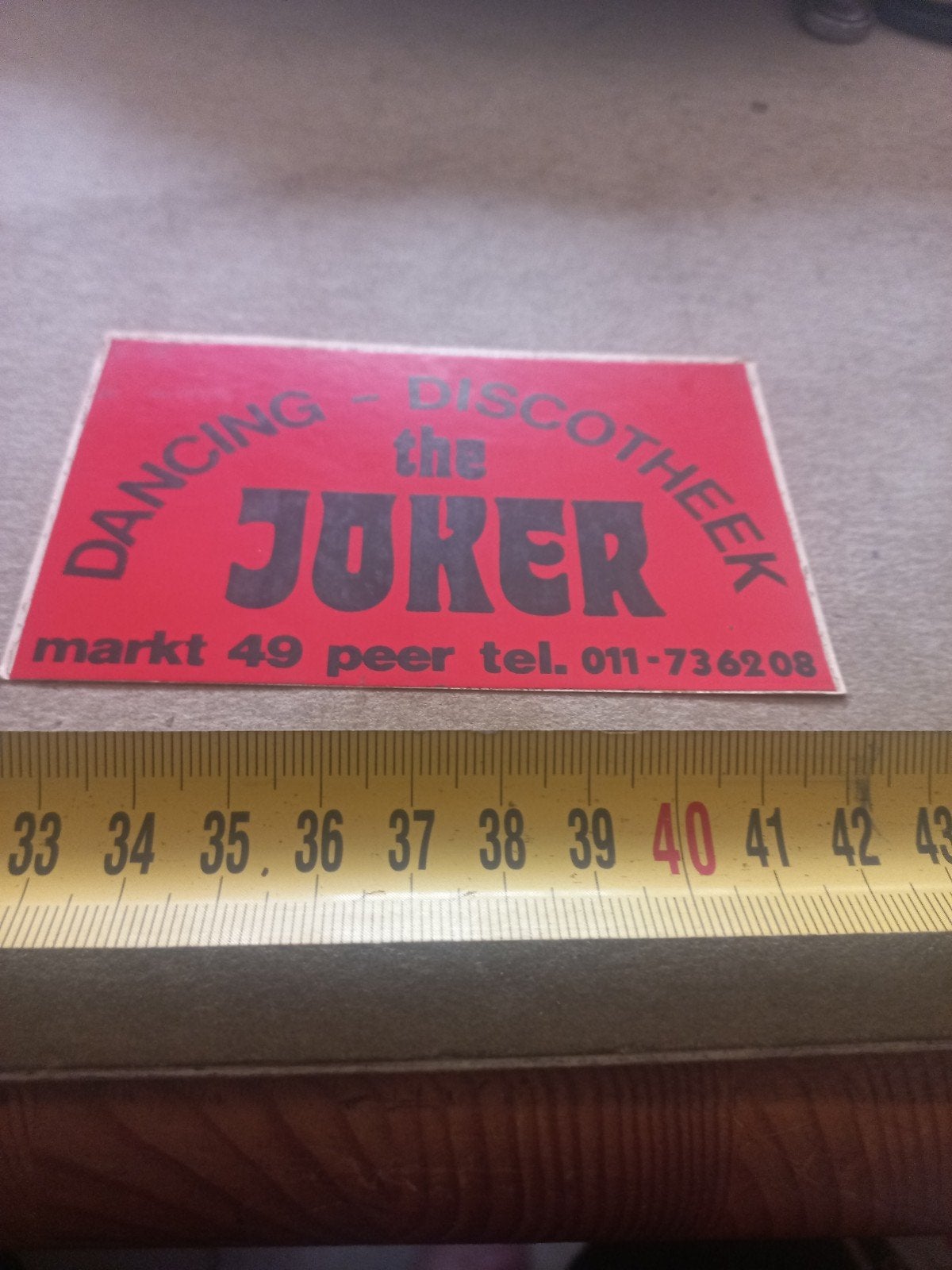 Vintage sticker Dancing Discotheek The Joker Peer, Verzamelen, Ophalen of Verzenden