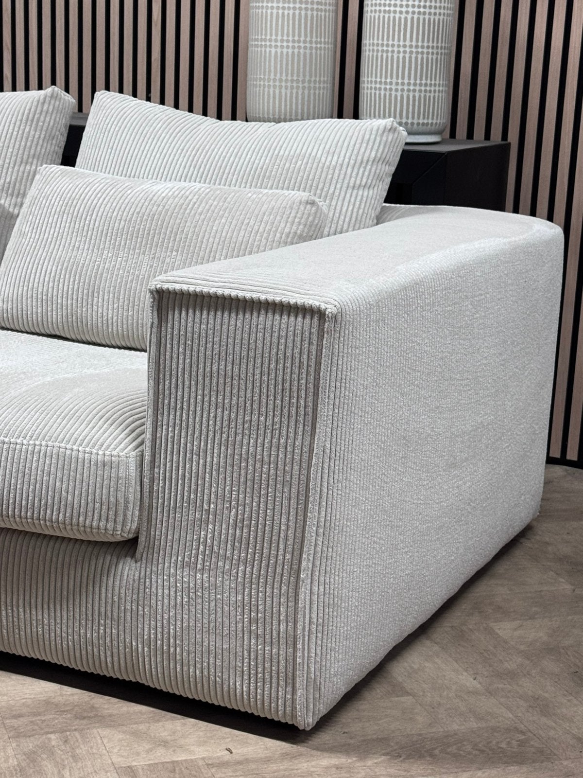 ZGAN Hippe Ribstof Hoekbank - Créme - 275 x 175, Ribstof hoekbank creme beige ribcord ribbel loungebank, -, -, Hoekbank