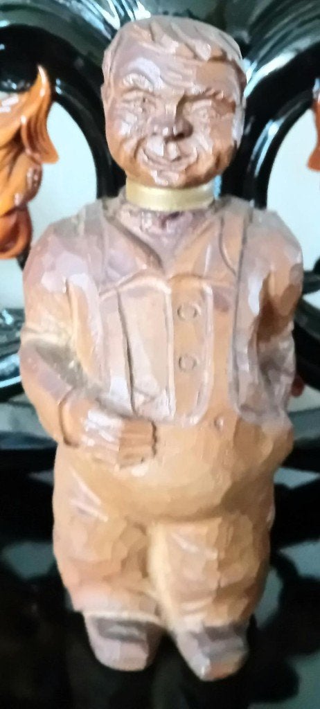 Houten boer is een fles en het hoofd dient als stopper, Ophalen of Verzenden, Hout, Houtsnijwerk, Man