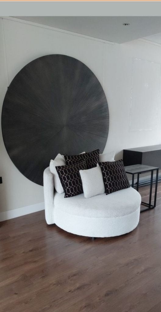 Luxe ronde loungebank / loveseat 105x69x37 cm met kussens 5, Ophalen, Eenpersoons, Hotel chique, Eric Kuster Japandi, Wabi Sabi, Landelijk, modern