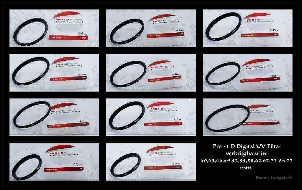 Dennis Gadgets : Div.  UV (kleur) filters in div. maten, Audio, Tv en Foto, Ophalen of Verzenden, Nieuw, UV-filter