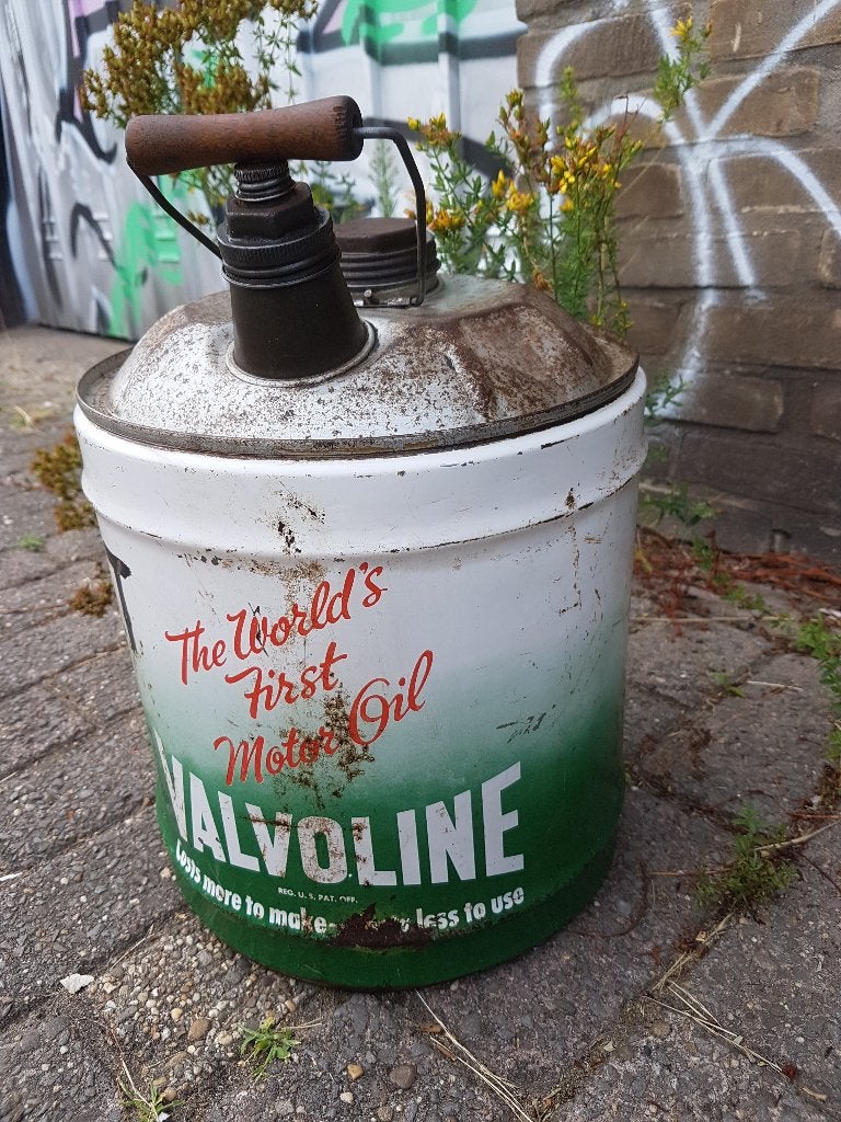 Oud jaren 40/50 Valvoline garage blik, Ophalen, Gebruikt, Overige, Overige merken