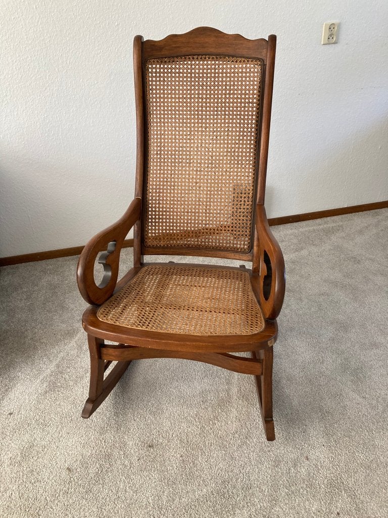 Teakhouten schommelstoel, Huis en Inrichting, Stoelen, Ophalen, Gebruikt, Bruin, Klassiek