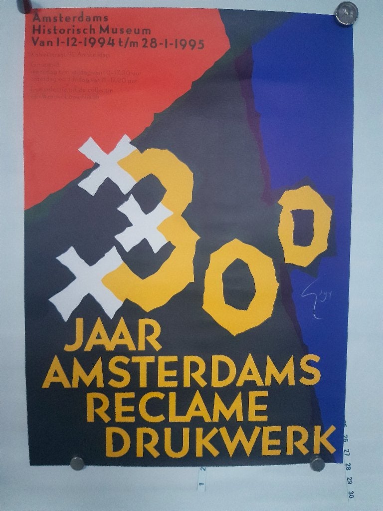 Originele Poster 300 Jaar Amsterdam Gielijn Escher 1994, Ophalen of Verzenden, Zo goed als nieuw, A1 t/m A3, Rechthoekig Staand