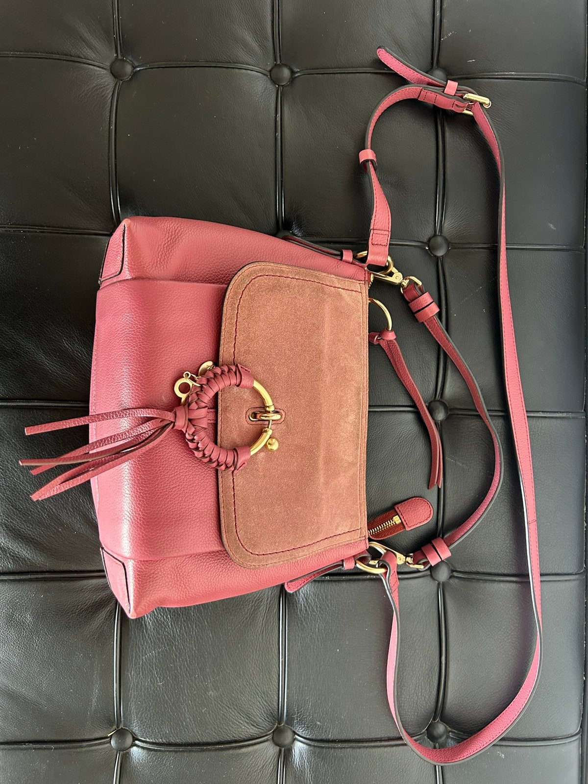 See by Chloé Joan Crossbody Tas Roze Leer Suède, Sieraden, Tassen en Uiterlijk, Ophalen of Verzenden, Zo goed als nieuw, Roze