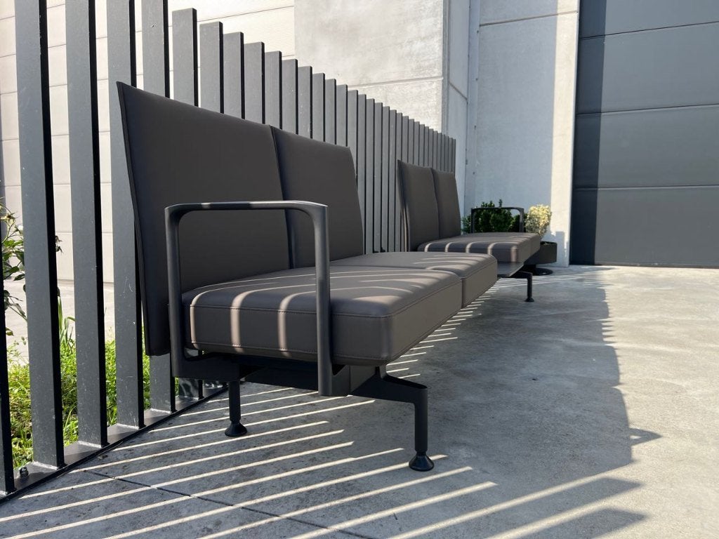 Vitra soft wait lederen wachtbank, 2x, Verzenden, Zo goed als nieuw, Driepersoons, Minder dan 150 cm