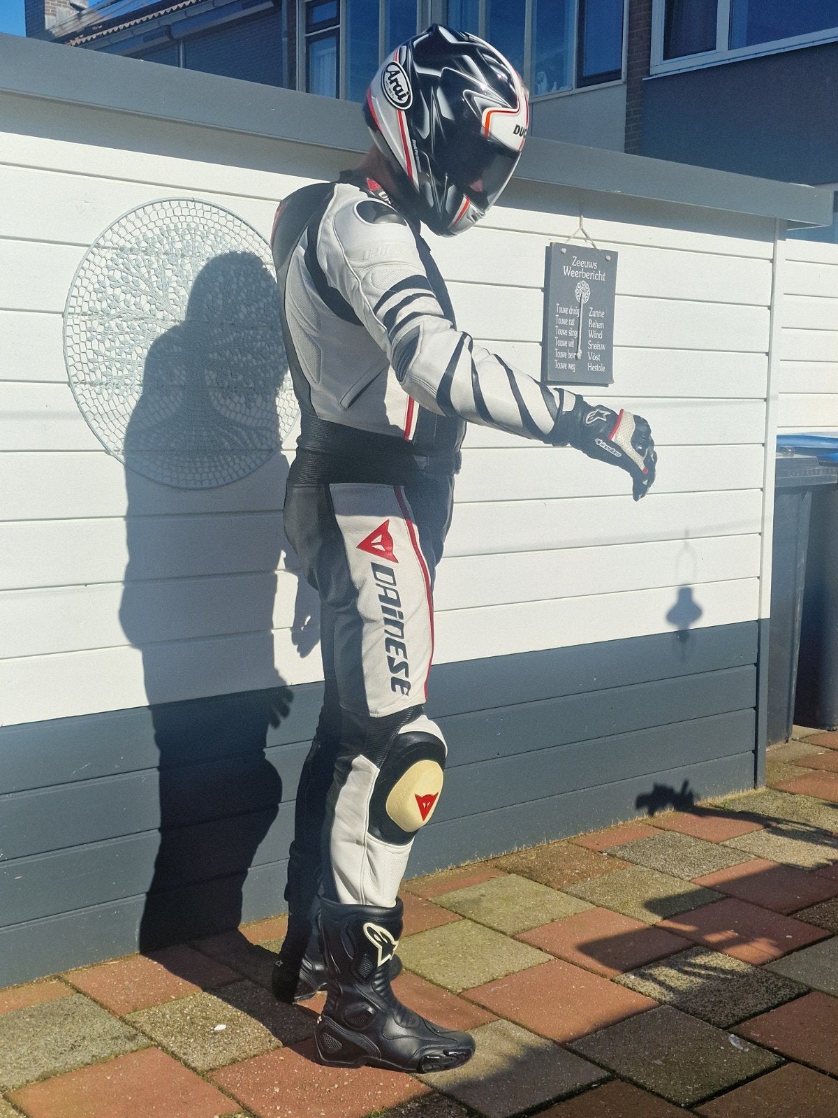 Dainese leren combipak (maat 52) met Ducati kniebeschermers, Motoren, Kleding | Motorkleding, Dainese, Ophalen of Verzenden, Tweedehands