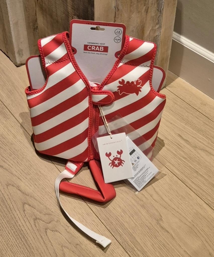 Zwemvest 1-2 jaar Rood Wit Gestreept Krab 11-15 kg, Kinderen en Baby's, Kinderkleding | Kinder-zwemkleding, Verzenden, Jongen of Meisje