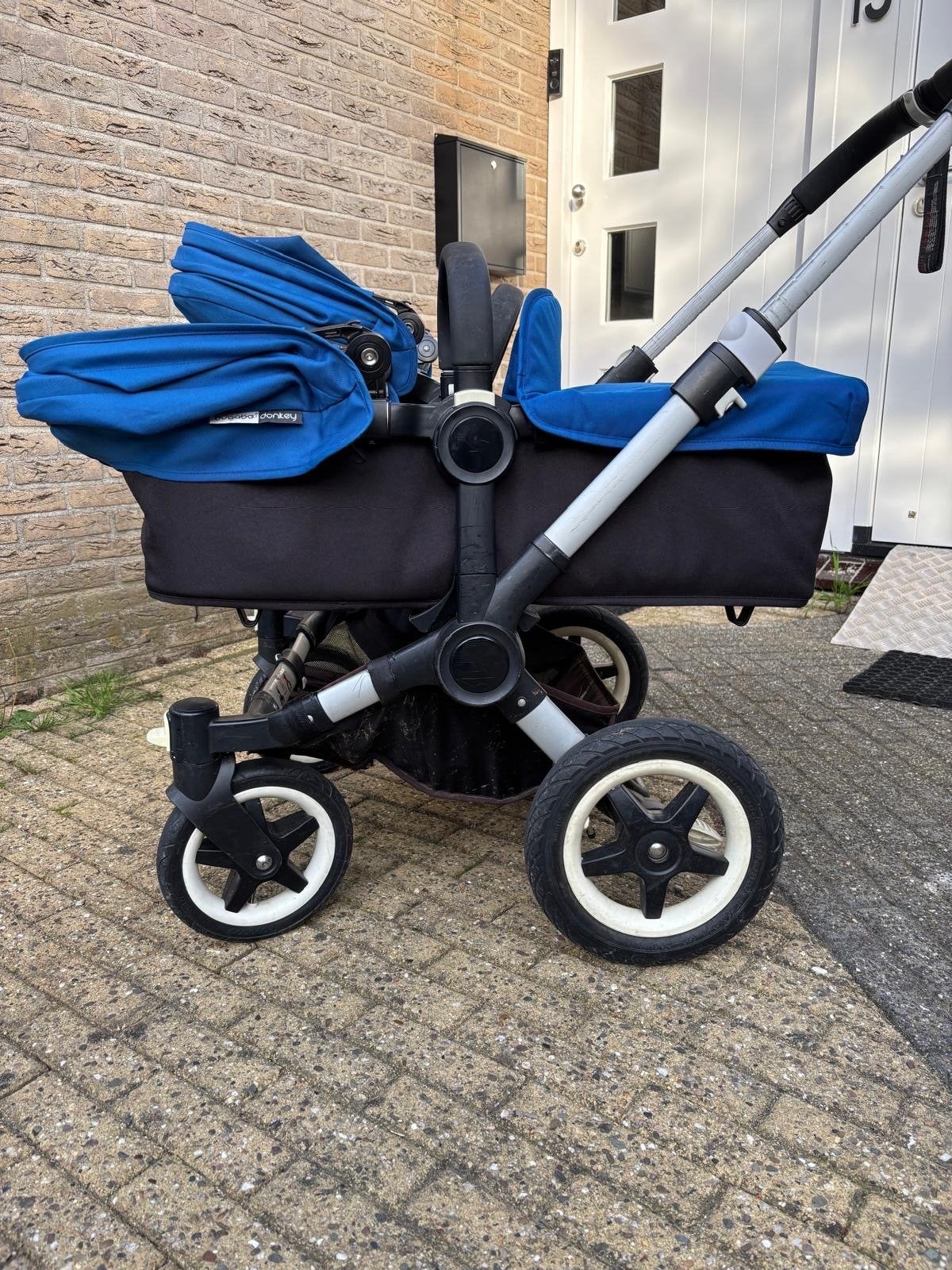 Dubbele Bugaboo donkey kinderwagen met boodschappenmand, Kinderen en Baby's, Gebruikt, Ophalen, Kinderwagen, Duowagen